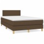 Cama box spring con colchón y LED tela marrón oscuro 120x190 cm de , Camas y somieres - Ref: Foro24-3270077, Precio: 370,44 €...