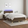 Box spring bed with mattress and LED dark brown fabric 120x190 cm by , Beds and slatted bases - Ref: Foro24-3270077, Price: 3...