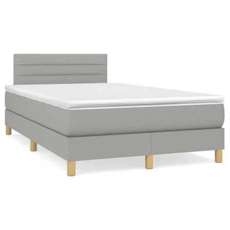 Box spring bed with light gray fabric mattress 120x190 cm by , Beds and slatted bases - Ref: Foro24-3269779, Price: 369,24 €,...