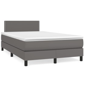 Box spring bed with gray synthetic leather mattress 120x190 cm by , Beds and slatted bases - Ref: Foro24-3269817, Price: 368,...