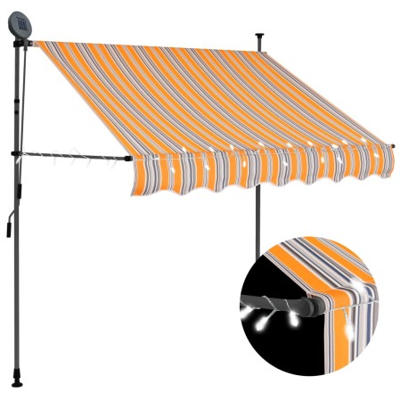 Manual retractable awning with yellow and blue LED 100 cm by vidaXL, Awnings - Ref: Foro24-145848, Price: 75,99 €, Discount: %