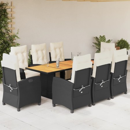 Set de comedor de jardín 9 pzas y cojines ratán sintético negro de , Conjuntos de jardín - Ref: Foro24-3212935, Precio: 1,00 ...