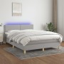 Boxspringbettmatratze und LED-Leuchten hellgrauer Stoff 140x200 cm von vidaXL, Betten und Lattenroste - Ref: Foro24-3133637, ...