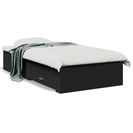 Cama con cajones madera de ingeniería negra 90x200 cm de , Camas y somieres - Ref: Foro24-3280427, Precio: 116,95 €, Descuent...