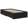 Black engineered wood bed with drawers 90x200 cm by , Beds and slatted bases - Ref: Foro24-3280427, Price: 116,95 €, Discount: %