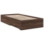 Cama con cajones madera de ingeniería marrón roble 100x200 cm de , Camas y somieres - Ref: Foro24-3280425, Precio: 117,99 €, ...