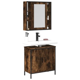 2-piece bathroom furniture set smoked oak plywood by , Bathroom furniture - Ref: Foro24-3214722, Price: 120,99 €, Discount: %