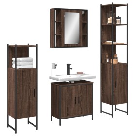 Set de muebles de baño 4 pzas madera contrachapada marrón roble de , Muebles de baño - Ref: Foro24-3214774, Precio: 261,29 €,...