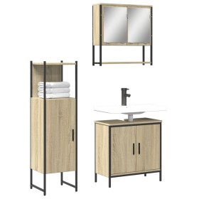 Set de muebles de baño 3 pzas madera contrachapada roble Sonoma de , Muebles de baño - Ref: Foro24-3214701, Precio: 191,54 €,...