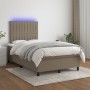 Box spring bed with mattress and LED taupe gray fabric 120x190 cm by , Beds and slatted bases - Ref: Foro24-3270215, Price: 4...