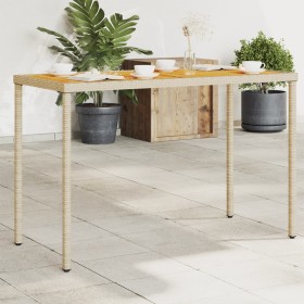 Garden table beige PE rattan wooden surface 115x54x74 cm by , Garden tables - Ref: Foro24-365078, Price: 85,99 €, Discount: %