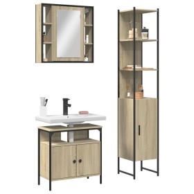 Set de muebles de baño 3 pzas madera contrachapada roble sonoma de , Muebles de baño - Ref: Foro24-3214736, Precio: 234,66 €,...