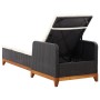 Sun lounger in synthetic rattan and solid black acacia wood