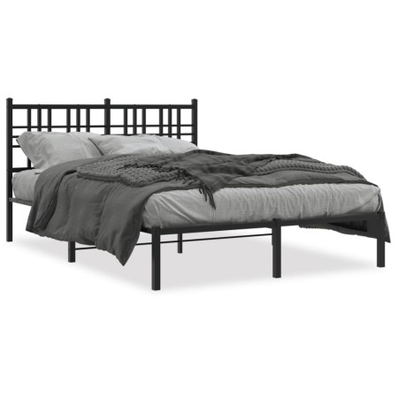 Bed frame with black metal headboard 120x200 cm by , Beds and slatted bases - Ref: Foro24-376322, Price: 102,72 €, Discount: %