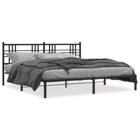 Estructura de cama con cabecero metal negro 183x213 cm de , Camas y somieres - Ref: Foro24-376329, Precio: 116,99 €, Descuent...