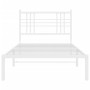 Metal bed frame with white headboard 107x203 cm by , Beds and slatted bases - Ref: Foro24-376369, Price: 74,99 €, Discount: %