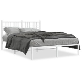 White metal bed frame with headboard 140x200 cm by , Beds and slatted bases - Ref: Foro24-376374, Price: 106,99 €, Discount: %