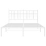 White metal bed frame with headboard 140x200 cm by , Beds and slatted bases - Ref: Foro24-376374, Price: 106,79 €, Discount: %