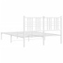 White metal bed frame with headboard 140x200 cm by , Beds and slatted bases - Ref: Foro24-376374, Price: 106,79 €, Discount: %