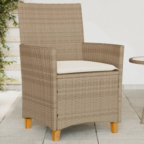 Garden chairs with cushion 2 pcs beige PE rattan and acacia wood by , Garden chairs - Ref: Foro24-368719, Price: 199,27 €, Di...