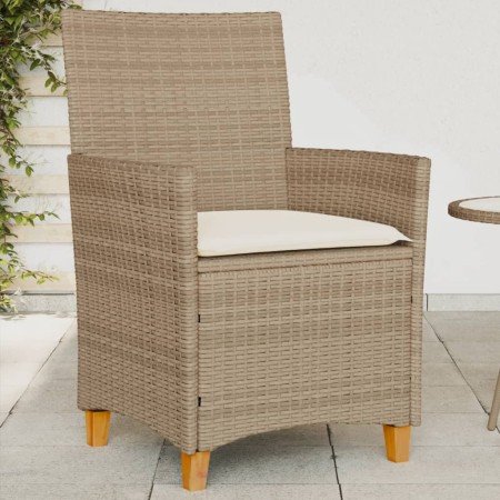 Garden chairs with cushion 2 pcs beige PE rattan and acacia wood by , Garden chairs - Ref: Foro24-368719, Price: 199,49 €, Di...