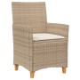 Garden chairs with cushion 2 pcs beige PE rattan and acacia wood by , Garden chairs - Ref: Foro24-368719, Price: 199,49 €, Di...