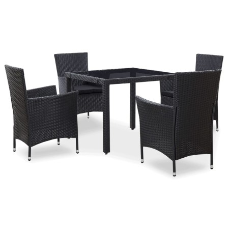 5-piece black synthetic rattan garden dining set by vidaXL, Garden sets - Ref: Foro24-45978, Price: 326,99 €, Discount: %