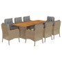 Set comedor de jardín 9 pzas con cojines ratán sintético beige de , Conjuntos de jardín - Ref: Foro24-3211903, Precio: 985,52...