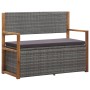 Gray acacia wood synthetic rattan storage bench 115 cm by vidaXL, garden benches - Ref: Foro24-46011, Price: 201,71 €, Discou...