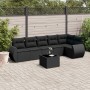 7-teiliges Garten-Essset und schwarze Kissen aus synthetischem Rattan von , Gartensets - Ref: Foro24-3253732, Preis: 483,27 €...