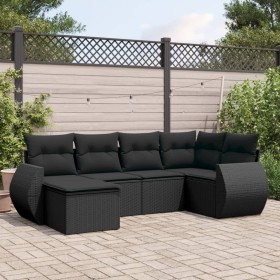 6-teiliges Gartensofa-Set und schwarze synthetische Rattankissen von , Gartensets - Ref: Foro24-3253992, Preis: 431,89 €, Rab...