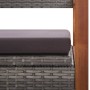 Gray acacia wood synthetic rattan storage bench 115 cm