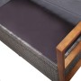 Gray acacia wood synthetic rattan storage bench 115 cm
