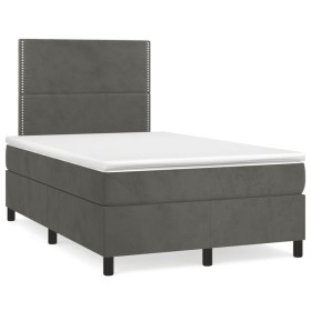 Box spring bed with dark gray velvet mattress 120x190 cm by , Beds and slatted bases - Ref: Foro24-3269990, Price: 425,99 €, ...