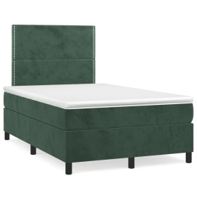 Cama box spring con colchón terciopelo verde oscuro 120x190 cm de , Camas y somieres - Ref: Foro24-3269992, Precio: 400,61 €,...