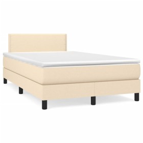 Box spring bed with mattress and LED lights cream fabric 120x190 cm by , Beds and slatted bases - Ref: Foro24-3270037, Price:...