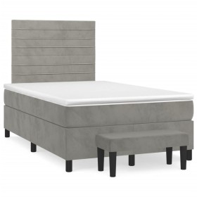 Cama box spring con colchón terciopelo gris claro 120x190 cm de , Camas y somieres - Ref: Foro24-3270475, Precio: 448,99 €, D...