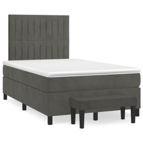 Box spring bed with dark gray velvet mattress 120x190 cm by , Beds and slatted bases - Ref: Foro24-3270482, Price: 442,21 €, ...