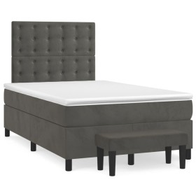 Box spring bed with dark gray velvet mattress 120x190 cm by , Beds and slatted bases - Ref: Foro24-3270494, Price: 437,52 €, ...