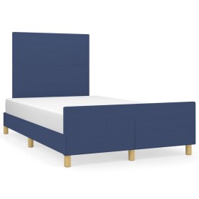 Bed frame with blue fabric headboard 120x190 cm by , Beds and slatted bases - Ref: Foro24-3270505, Price: 169,62 €, Discount: %