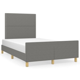 Bed frame with headboard dark gray fabric 120x190 cm by , Beds and slatted bases - Ref: Foro24-3270507, Price: 172,99 €, Disc...