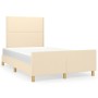 Bed frame with cream fabric headboard 120x190 cm by , Beds and slatted bases - Ref: Foro24-3270511, Price: 165,95 €, Discount: %