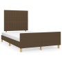 Estructura de cama con cabecero tela marrón oscuro 120x190 cm de , Camas y somieres - Ref: Foro24-3270530, Precio: 171,95 €, ...