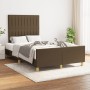 Estructura de cama con cabecero tela marrón oscuro 120x190 cm