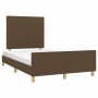 Estructura de cama con cabecero tela marrón oscuro 120x190 cm de , Camas y somieres - Ref: Foro24-3270530, Precio: 171,95 €, ...