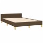 Estructura de cama con cabecero tela marrón oscuro 120x190 cm