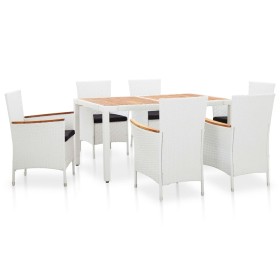 Juego de comedor de jardín 7 piezas ratán sintético blanco de vidaXL, Conjuntos de jardín - Ref: Foro24-45981, Precio: 376,77...