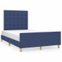 Estructura de cama con cabecero tela azul 120x190 cm de , Camas y somieres - Ref: Foro24-3270547, Precio: 168,63 €, Descuento: %