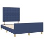 Estructura de cama con cabecero tela azul 120x190 cm de , Camas y somieres - Ref: Foro24-3270547, Precio: 168,63 €, Descuento: %