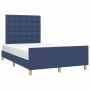 Estructura de cama con cabecero tela azul 120x190 cm de , Camas y somieres - Ref: Foro24-3270547, Precio: 168,63 €, Descuento: %